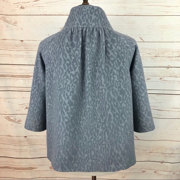 Rebecca Taylor Grey Animal Print Retro Mid Century Mod Cape Capelet Jacket - Picture 2 of 11